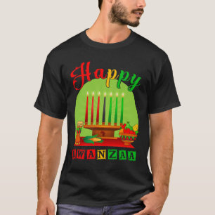 Happy Kwanzaa Kinara Seven Candles Principles Of K T-Shirt