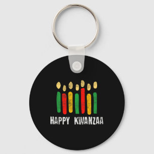 Happy Kwanzaa Kinara Seven Principles Candles Pan  Key Ring