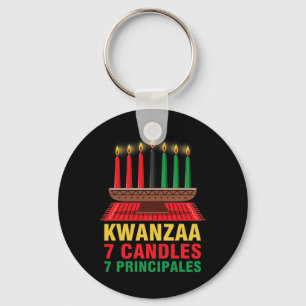 Happy Kwanzaa Kinara Seven Principles Candles Pan Key Ring