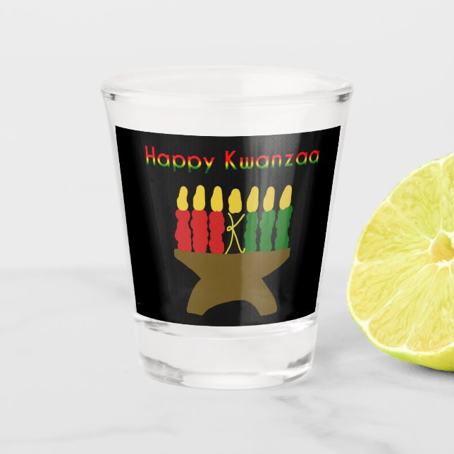 Happy Kwanzaa Kinara Shot Glass (Front)