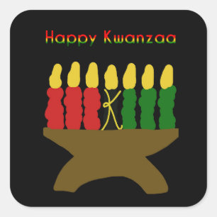 Happy Kwanzaa Kinara Square Sticker