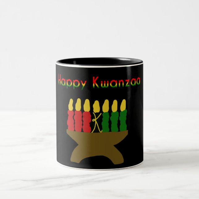 Happy Kwanzaa Kinara Two-Tone Coffee Mug (Center)