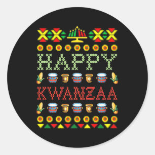 Happy Kwanzaa Merry Christmas Black African Americ Classic Round Sticker