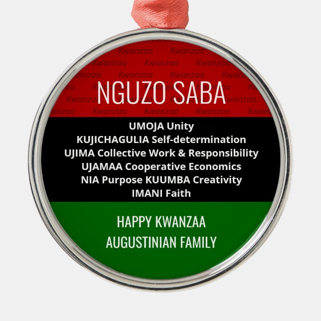 Happy Kwanzaa NGUZO SABA Metal Tree Decoration (Front)