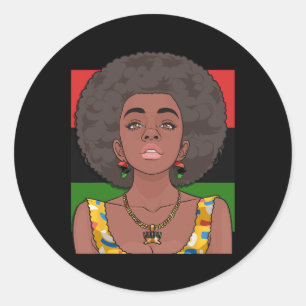 Happy Kwanzaa Pan African Flag Black Woman Seven P Classic Round Sticker