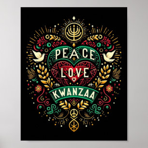 Happy Kwanzaa Peace With Love Kwanzaa African Amer Poster