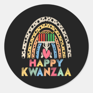 Happy Kwanzaa Rainbow African American Harvest Fes Classic Round Sticker