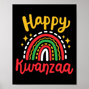Happy Kwanzaa Retro Groovy Rainbow African America Poster