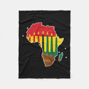 Happy Kwanzaa Seven Principles Kinara Candles Afri Fleece Blanket