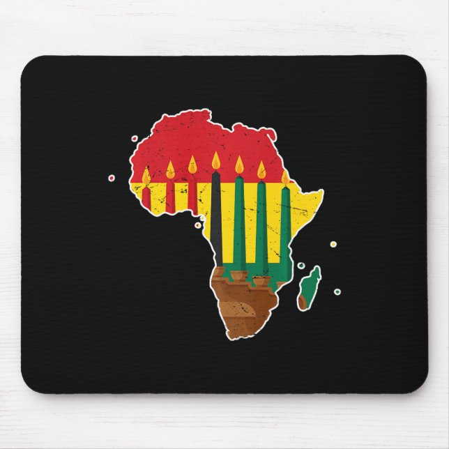 Happy Kwanzaa Seven Principles Kinara Candles Afri Mouse Pad (Front)