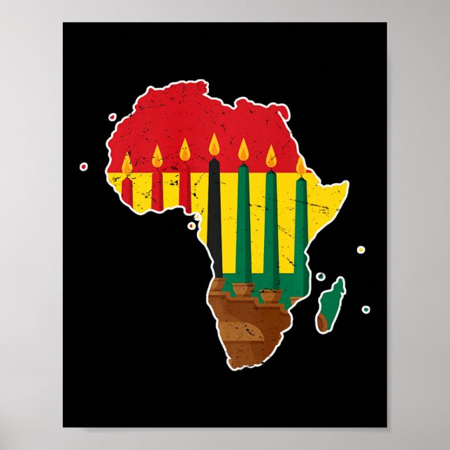 Happy Kwanzaa Seven Principles Kinara Candles Afri Poster (Front)