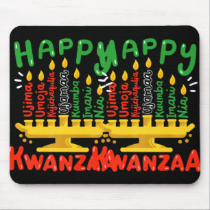 Happy Kwanzaa Seven Principles Kinara Candles Men  Mouse Pad