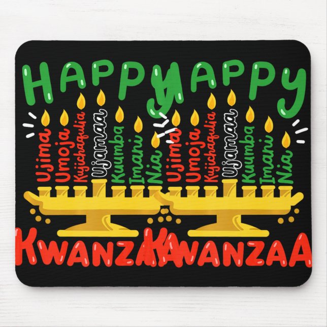 Happy Kwanzaa Seven Principles Kinara Candles Men  Mouse Pad (Front)