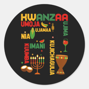 Happy Kwanzaa Seven Principles Men Boys Funny Kwan Classic Round Sticker