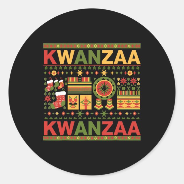 Happy Kwanzaa Seven Principles Of Kwanzaa 1  Classic Round Sticker (Front)