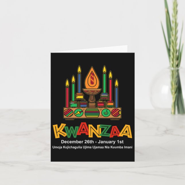 Happy Kwanzaa Seven Principles Of Kwanzaa - Kinara Card (Front)