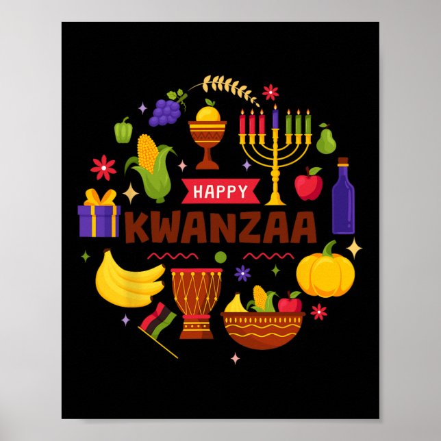 Happy Kwanzaa Seven Principles Of Kwanzaa Kinara M Poster (Front)