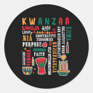 Happy Kwanzaa Seven Principles Of Kwanzaa Men Wome Classic Round Sticker