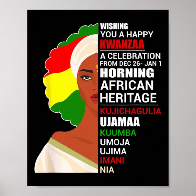 Happy Kwanzaa Seven Principles Of Kwanzaa Men Wome Poster (Front)