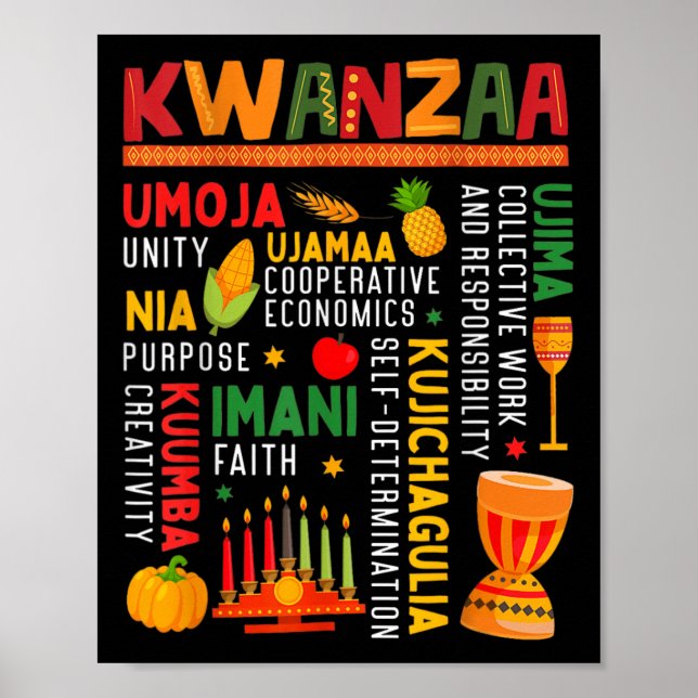 Happy Kwanzaa Seven Principles Of Kwanzaa Men Wome Poster (Front)