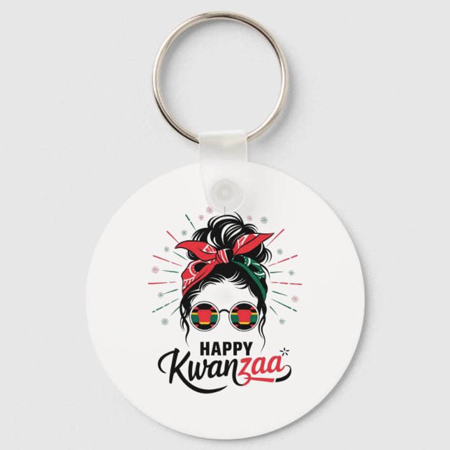 Happy Kwanzaa Seven Principles Of Kwanzaa Messy Bu Key Ring (Front)