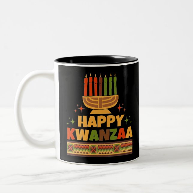 Happy Kwanzaa Two-Tone Coffee Mug (Left)