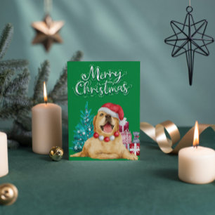 Happy Lab Retriever Green Holiday Postcard