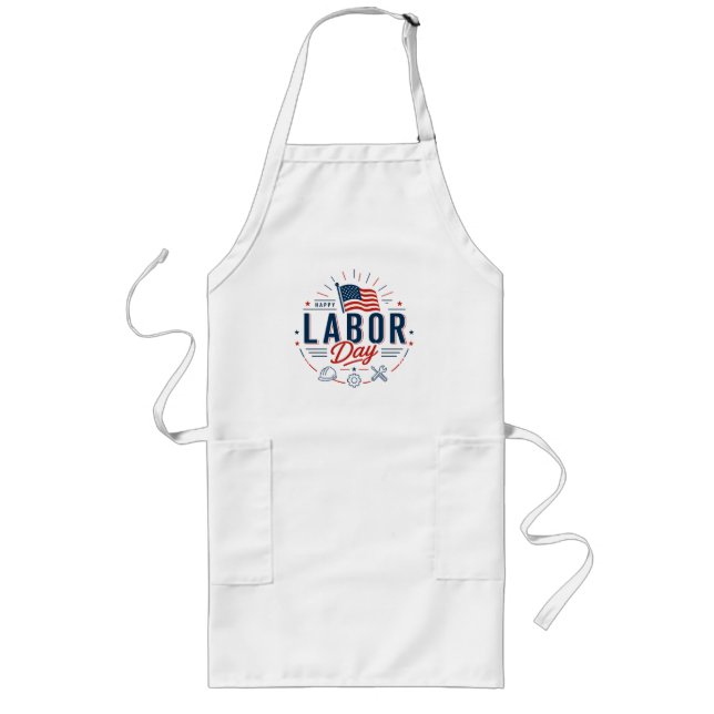 Happy Labor Day / Día del Trabajo Clásico Long Apron (Front)