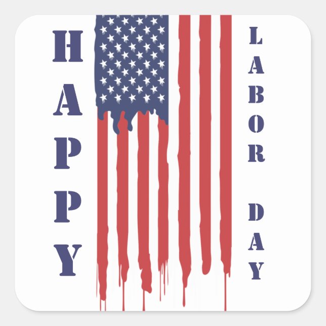 Happy Labour Day American Flag Graffiti  Square Sticker (Front)