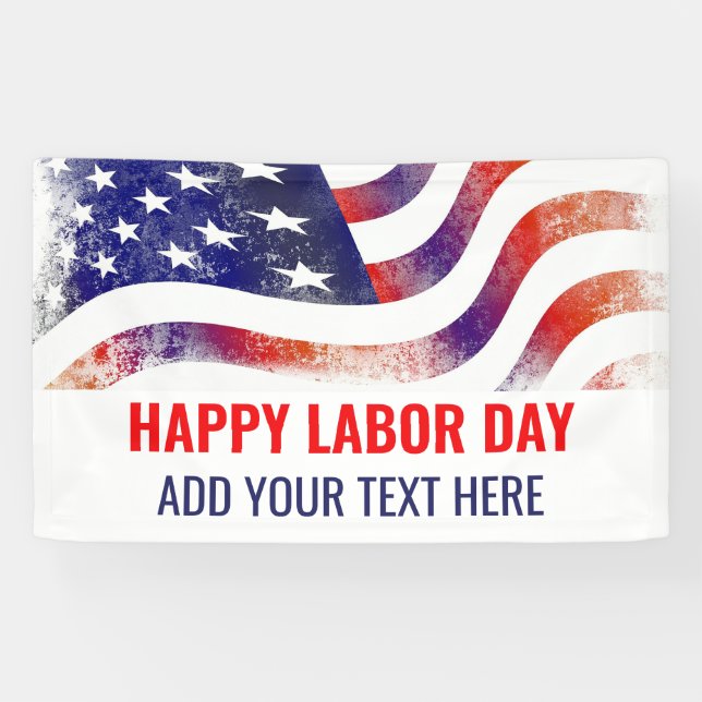 Happy Labour Day American Flag Personalised Banner (Horizontal)