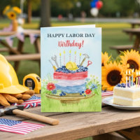 Happy Labour Day Birthday Cake with Blueberries