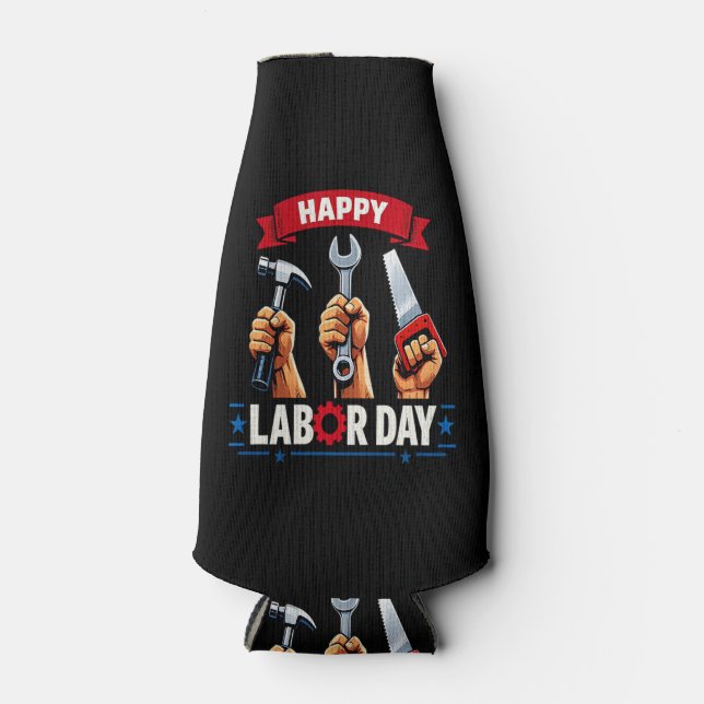 Happy Labour-day Bottle Cooler (Front)
