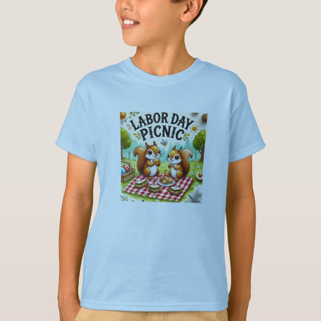 Happy Labour Day Cute Squirrels T-shirt (Front)