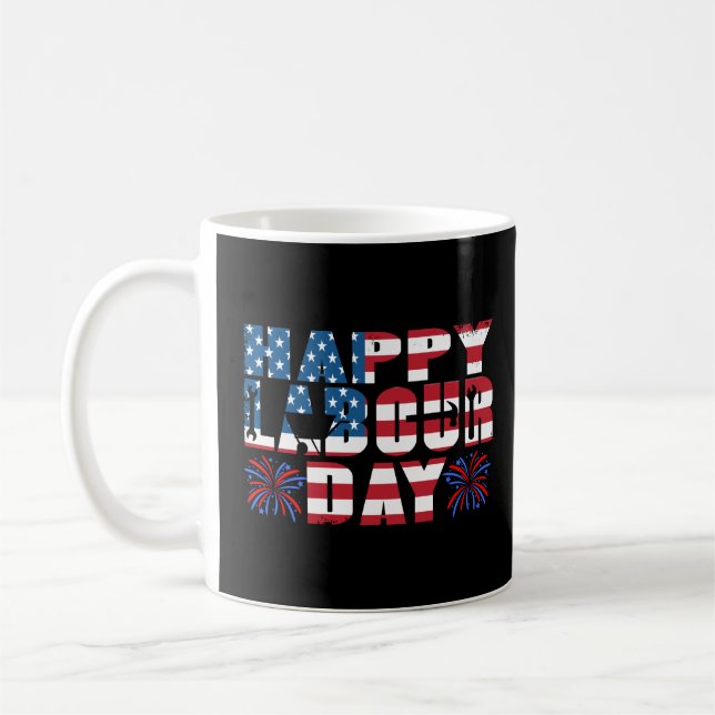 Happy Labour Day Gift American Flag Coffee Mug (Left)