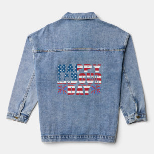 Happy Labour Day Gift American Flag Denim Jacket