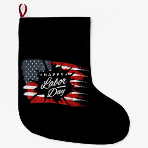 Happy Labour Day Gift American Flag Large Christmas Stocking