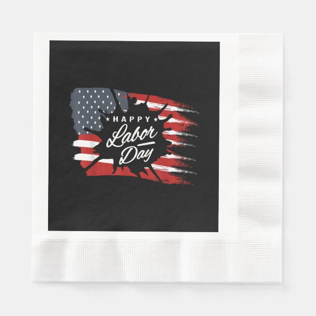Happy Labour Day Gift American Flag Napkin (Front)