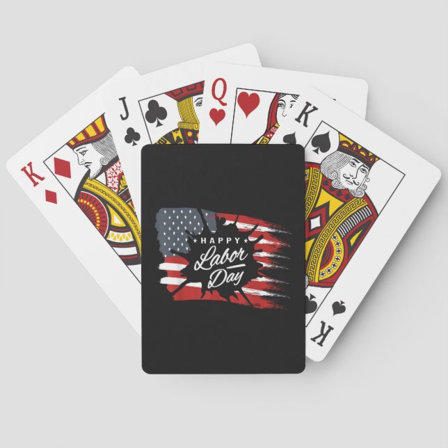 Happy Labour Day Gift American Flag Playing Cards (Back)