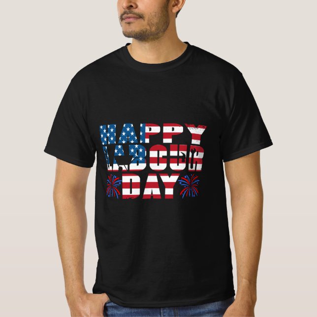 Happy Labour Day Gift American Flag T-Shirt (Front)