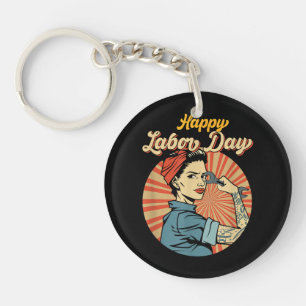 Happy Labour Day Girl Strong Worker Movement Emplo Key Ring