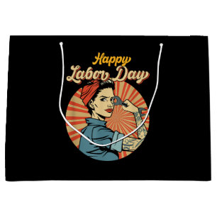 Happy Labour Day Girl Strong Worker Movement Emplo Large Gift Bag