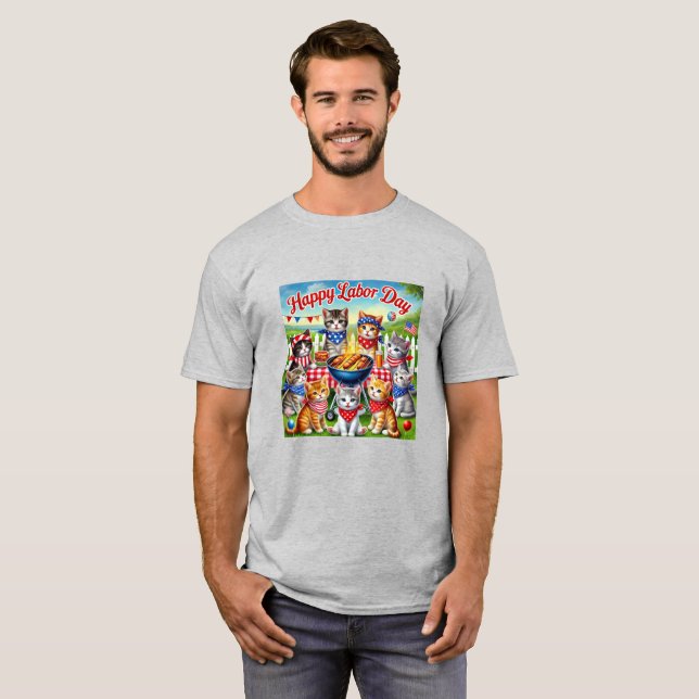 Happy Labour Day Kittens T-shirt (Front Full)