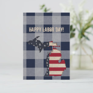 Happy Labour Day! Michigan Buffalo Plaid Card