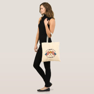 Happy Labour Day Patriotic American Flag Construct Tote Bag
