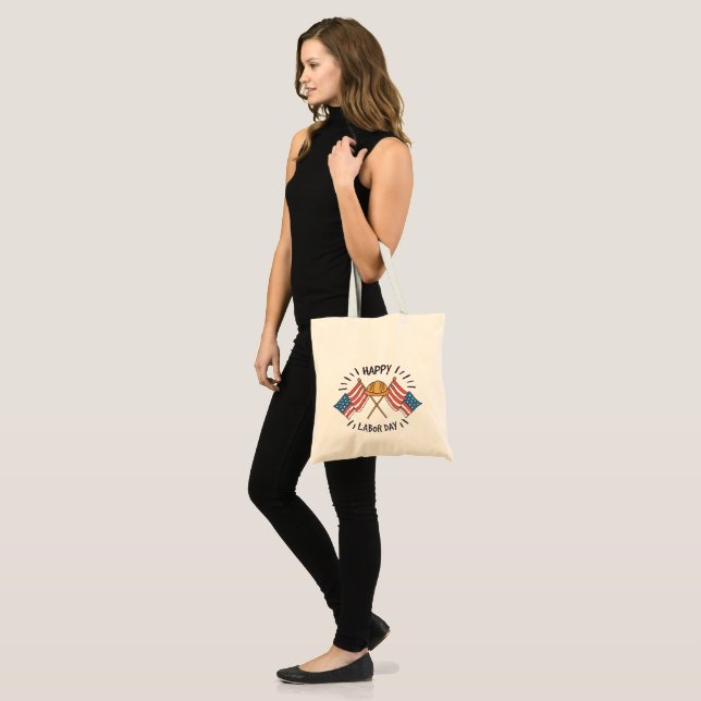 Happy Labour Day Patriotic American Flag Construct Tote Bag (Front (Model))