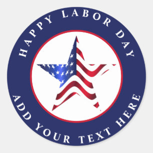 Happy Labour Day Patriotic Classic Round Sticker