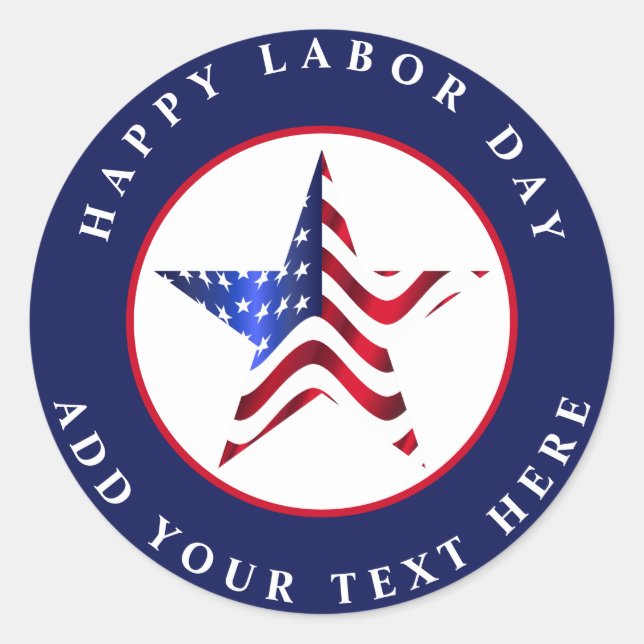 Happy Labour Day Patriotic  Classic Round Sticker (Front)