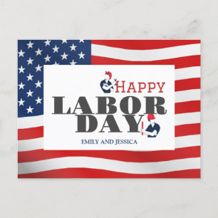 Happy Labour Day patriotic USA flag  Postcard
