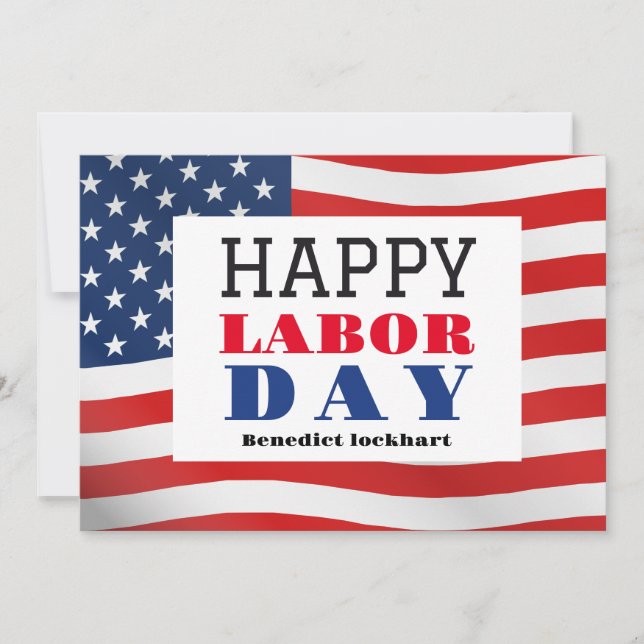Happy Labour Day patriotic USA flag Thank You Card (Front)