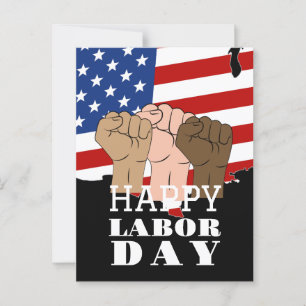 Happy Labour Day patriotic USA Red White & Blue Postcard